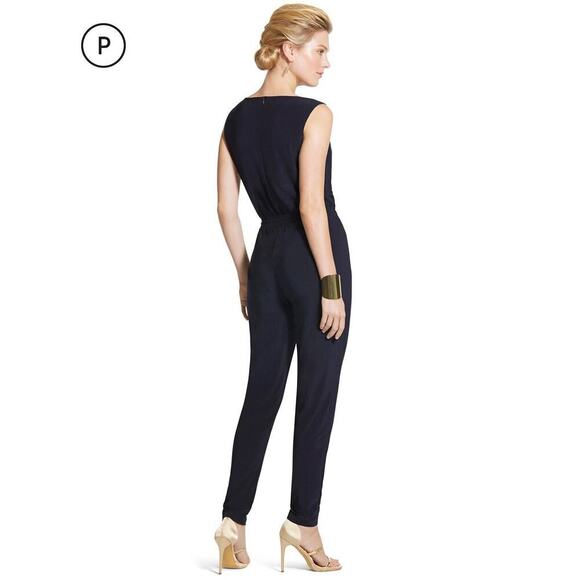 Chicos sz 3 navy blue Knit Kit Cowl Utility Jumpsuit sz XL - Picture 2 of 6